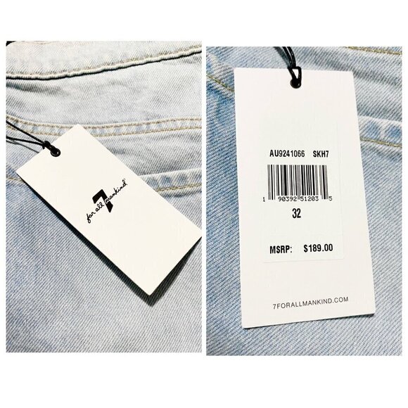 7 For All Mankind Fringed Denim Mini Skirt, Size  32 (jean sizing), New with tag - Picture 6 of 16